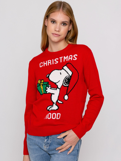 Mc2 Saint Barth Woman Red Sweater Snoopy Christmas - Special Edition