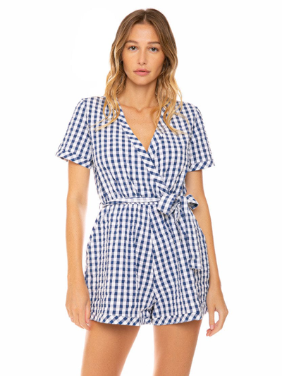 Mc2 Saint Barth Short Jumpsuit Blue Vichy Print