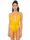 Mc2 Saint Barth Shiny Mustard One Piece In Yellow