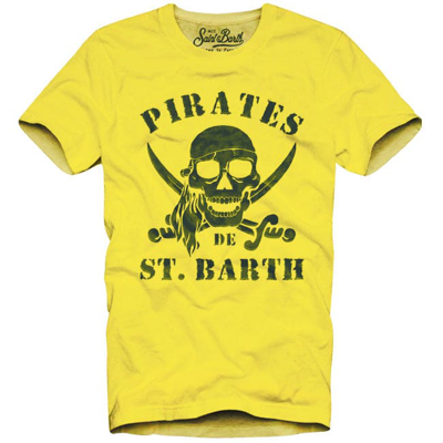 Mc2 Saint Barth Kids' Pirate Print Boy T-shirt In Yellow