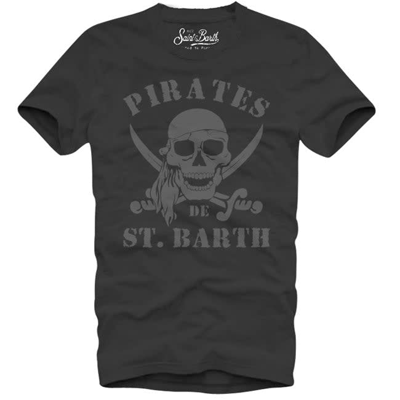 Mc2 Saint Barth Kids' Pirate Print Boy T-shirt In Black