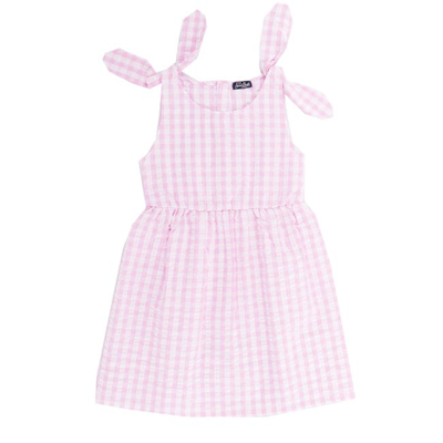 Mc2 Saint Barth Kids' Pink Vichy Print Girls Dress