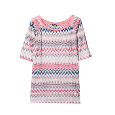 Mc2 Saint Barth Kids' Pink Chevron Pattern Girl Knit Dress