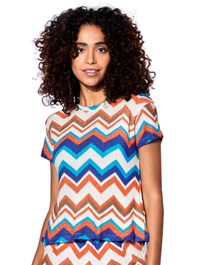 Mc2 Saint Barth Orange Chevron Knitted Top