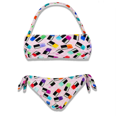 Mc2 Saint Barth Kids' Make Up Print Girl Bikini In Pink