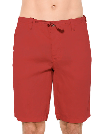 Mc2 Saint Barth Linen Bermuda Red Shorts