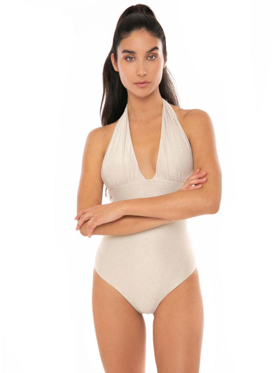 Mc2 Saint Barth Light Gold One Piece Swimsuit In Brown