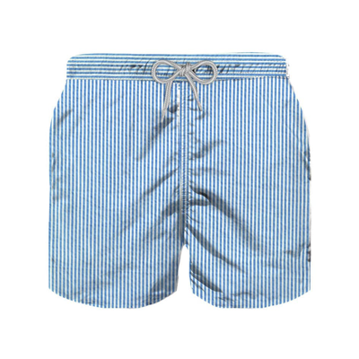 Mc2 Saint Barth Babies' Light Blue Striped Cotton Swim Shorts For New Born