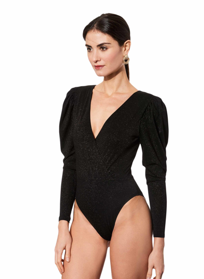 Mc2 Saint Barth Knitted Glitter Black One Piece Swimsuit / Bodywear