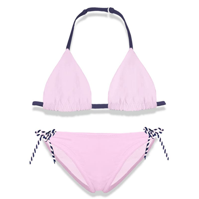 Mc2 Saint Barth Kids' I Love St. Tropez Embroidered Girls Bikini In Pink