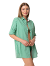 Mc2 Saint Barth Green Gingham Cotton Shirt With Embroidery In Green