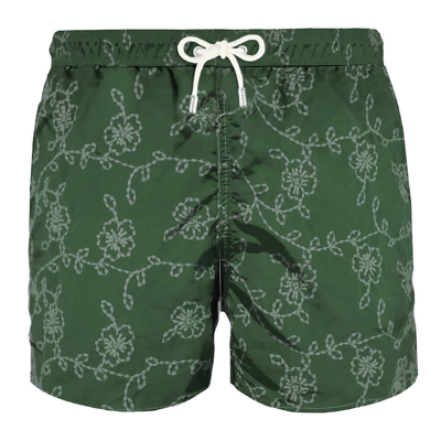 Mc2 Saint Barth Green Embroidered Swim Shorts