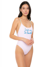 Mc2 Saint Barth Green And White Striped One Piece In Pink