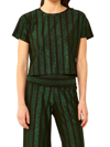 Mc2 Saint Barth Black And Green Glitter Striped Palazzo Pants In Black