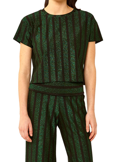 MC2 SAINT BARTH GLITTER STRIPED KNITTED TOP