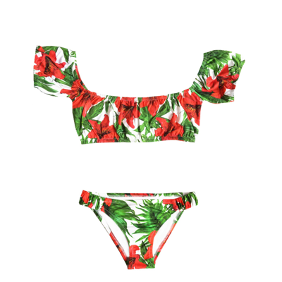 Mc2 Saint Barth Kids' Girls Bikini Romantic Ibiscus In Multicolor