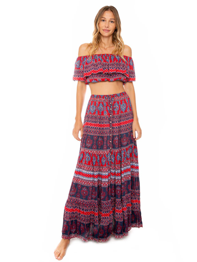 Mc2 Saint Barth Gipsy Skirt Boho Chic In Blue