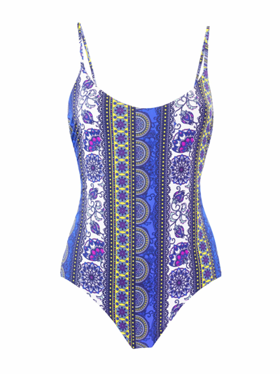 Mc2 Saint Barth Gipsy Print One Piece Swimsuit In Blue