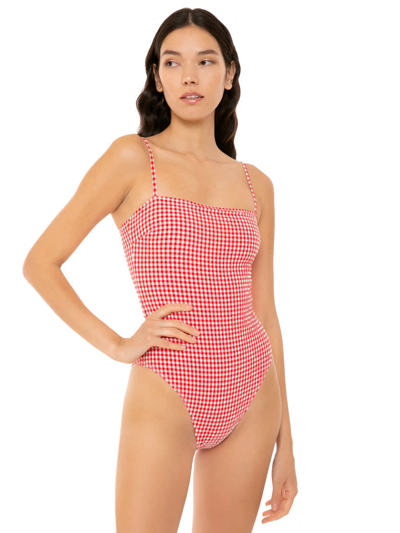 Mc2 Saint Barth Gingham One Piece Or Body Suit In Red