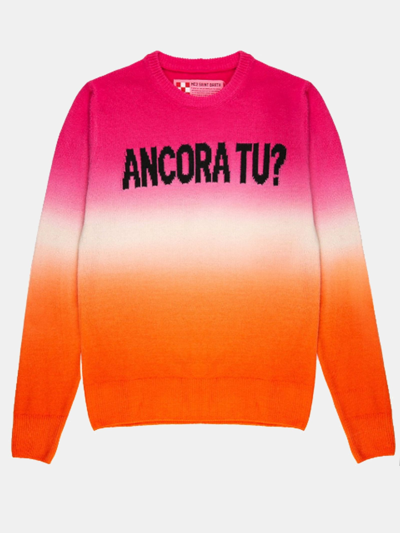 Mc2 Saint Barth Fucsia And Orange Degradé Woman Sweater Ancora Tu Writing In Pink