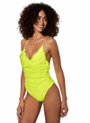 Mc2 Saint Barth Fluo Yellow One Piece Swimsuit In Yellow