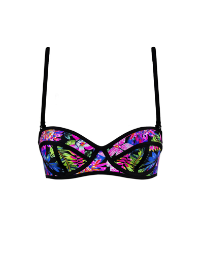 Mc2 Saint Barth Flower Scuba Fabric Top In Pink