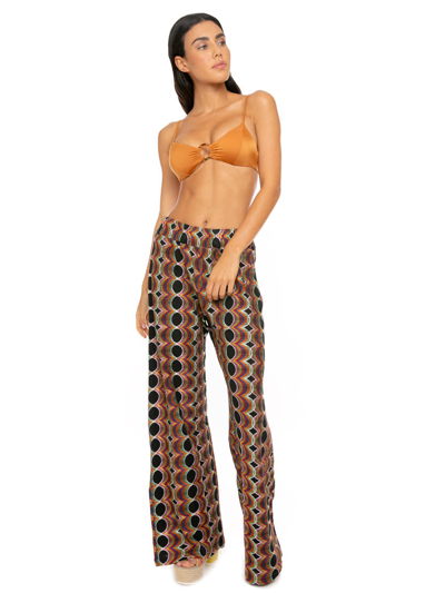 Mc2 Saint Barth Ethnic Knitted Palazzo Pants In Brown