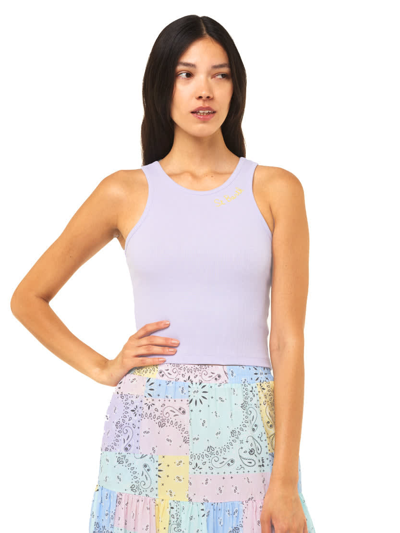 Mc2 Saint Barth Cotton Crop Tank Top With St. Barth Embroidery In Purple
