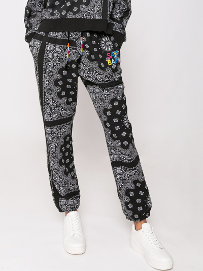 Mc2 Saint Barth Cotton Bandanna Joggers With Saint Barth Embroidery In Black