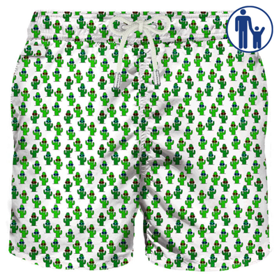 Mc2 Saint Barth Classic Swim Short Cactus Sun In White