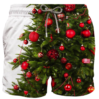 Mc2 Saint Barth Christmas Tree Photographic Print Swimshorts In Multicolor