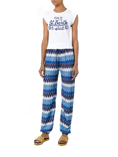 Mc2 Saint Barth Chevron Crochet Pants In Blue
