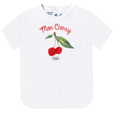Mc2 Saint Barth Kids' Cherry Pompon Girls T-shirt In White