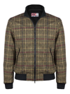 Mc2 Saint Barth Brown Prince Of Wales Checked Mid Season Jacket Wool Effect In Black