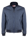 Mc2 Saint Barth Blue Herringbone Printed Mid Season Jacket Wool Effect In Blue