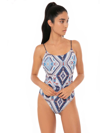 Mc2 Saint Barth Aztec Glitter Print One Piece Swimsuit In Blue