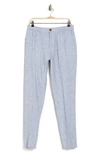 14th & Union Elastic Waist Linen Blend Trim Fit Pants In Navy Blazer- White Eoe