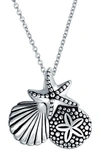 Bling Jewelry Sterling Silver Sand Dollar Starfish Clam Necklace In Silver