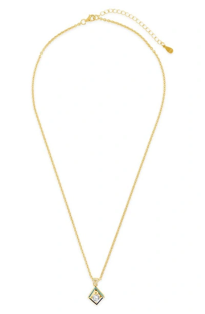 Sterling Forever Azurine Cz Pendant Necklace In Gold