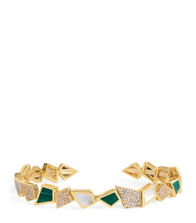 L'atelier Nawbar Yellow Gold And Diamond Fragments Of Us Bangle In Multi