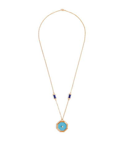 L'atelier Nawbar Rose Gold, Diamond And Turquoise Amulets Of Light Necklace