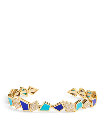 L'atelier Nawbar Yellow Gold And Diamond Fragments Of Us Bangle In Multi