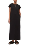 Allsaints Anna Short-sleeve Cotton Maxi Dress In Black