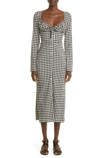 Altuzarra Himalia Gingham Cotton-blend Seersucker Midi Dress In Black Ivory Gingham