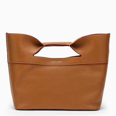 Alexander Mcqueen Small Tan The Bow Bag In Brown