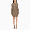 Stella Mccartney Layered Slash-cutout Paillette Knit Mini Dress In Grey