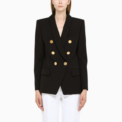 Balmain Black Wool Double-breasted Blazer