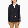 Gucci Double-breasted Dark Blue Viscose Blazer In Blue