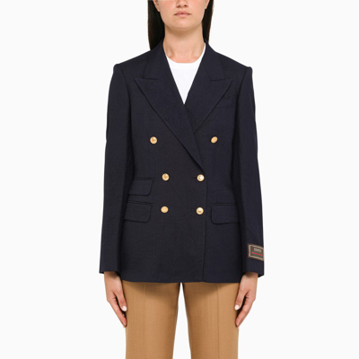 Gucci Double-breasted Dark Blue Viscose Blazer