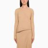 Stella Mccartney Asymmetric Ribbed-knit Cotton Sweater In Beige